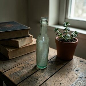 Vintage Beech Nut Green‎ Tinted Glass Bottle
